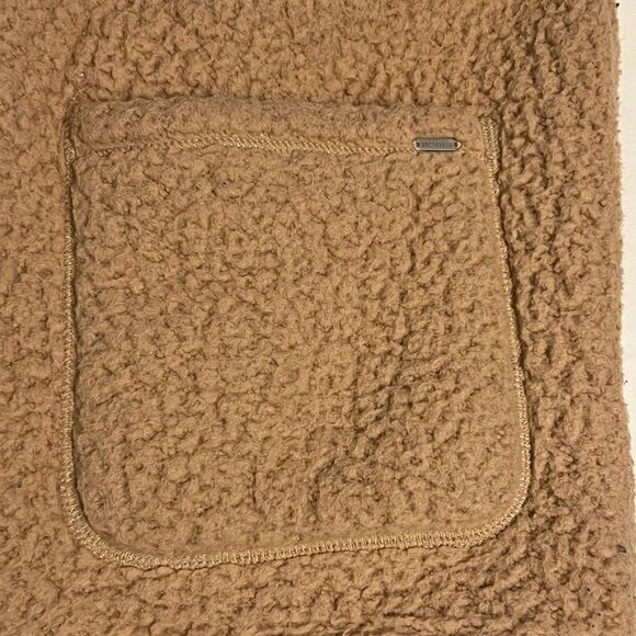 Hollister Tan Hooded Sherpa Jacket with Patch Pockets Size X-SMALL Cozy Teddy - Picture 7 of 8